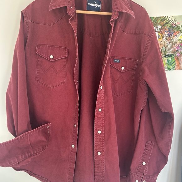 Wrangler Burgundy Button-Up Shirt vintage - Picture 1 of 5